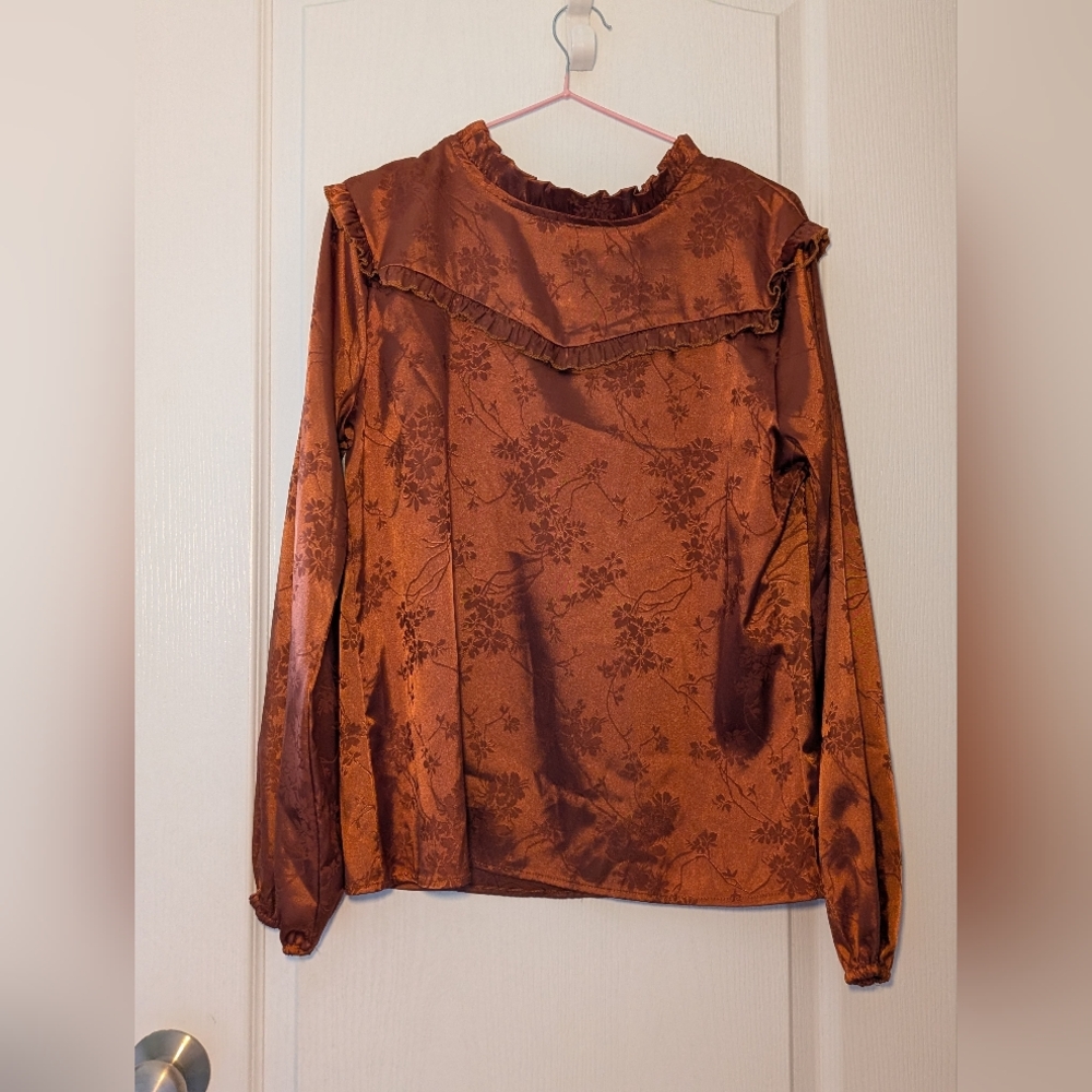 Elegant Brown Floral Women's Top